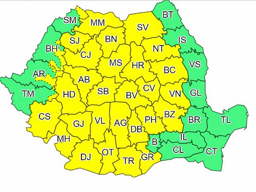 Cod galben de ploi și furtună în județul Suceava, timp de trei zile