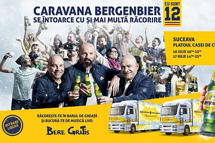 Concert Bere Gratis și Caravana Bergenbier, luni și marți, în centrul Sucevei