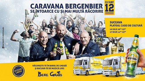 Concert Bere Gratis și Caravana Bergenbier, luni și marți, în centrul Sucevei