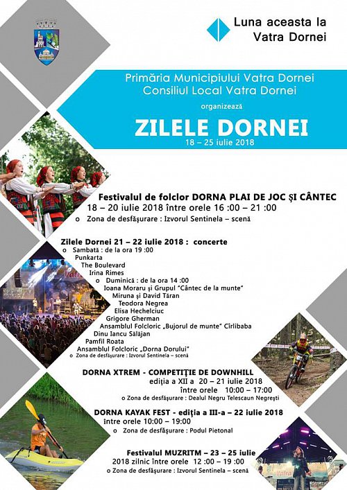 Zilele Dornei, cu Irina Rimes, The Boulevard, Dorna Xtrem, Kayak Fest și Muzritm