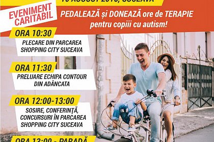 Paradă pe biciclete pentru copiii cu autism, vineri, la Suceava