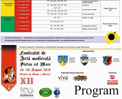 Programul Festivalului de Artă Medievală Ștefan cel Mare Suceava 2018