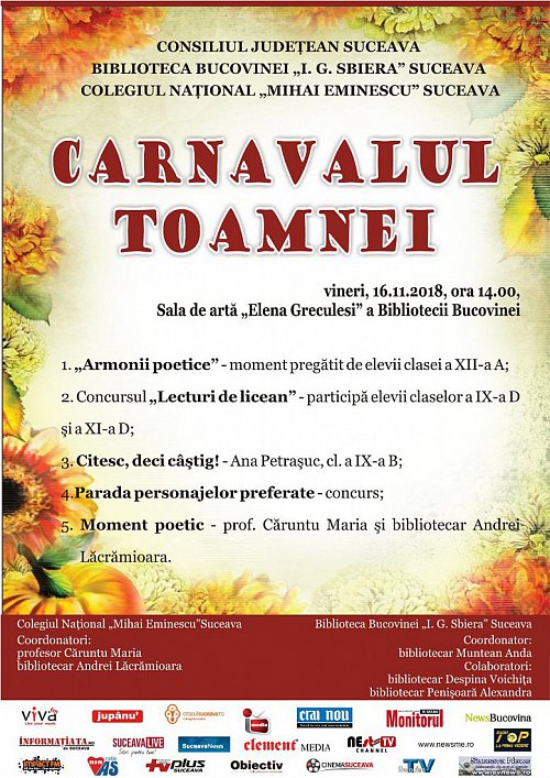 Carnavalul Toamnei, la Biblioteca Bucovinei