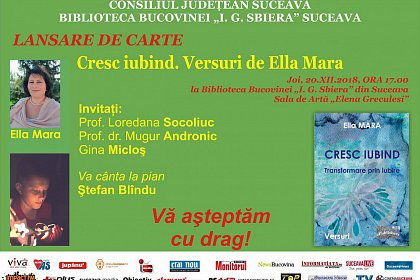 Cresc iubind - Lansare de carte la Biblioteca Bucovinei