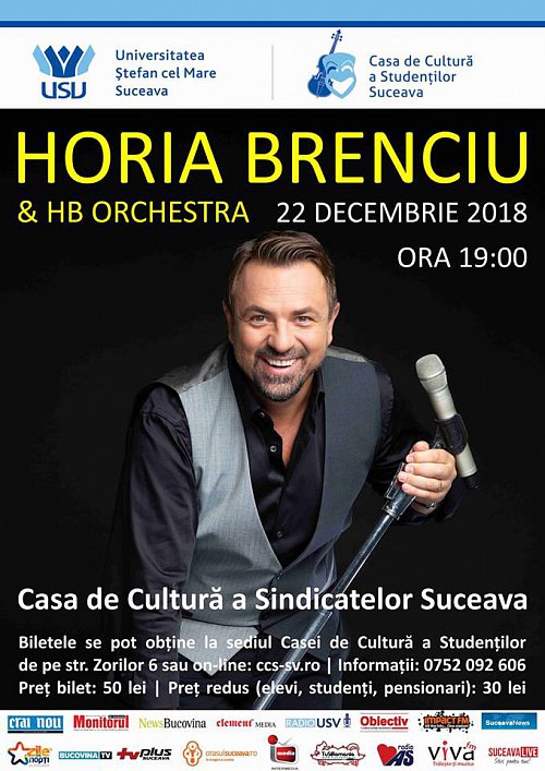 Horia Brenciu cântă sâmbătă la Suceava